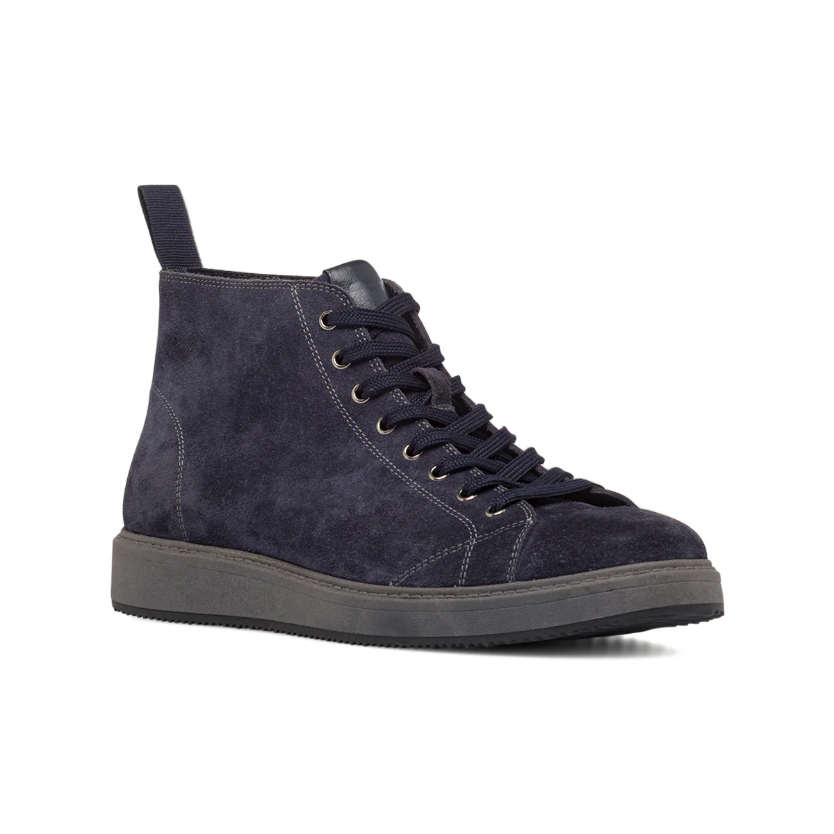 Sneakers altas azules de hombre en piel efecto ante - Imagen 2